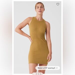 NWT Alo Seamless Ribbed Warm Nights Dress- Limited Edition Color Olive Branch